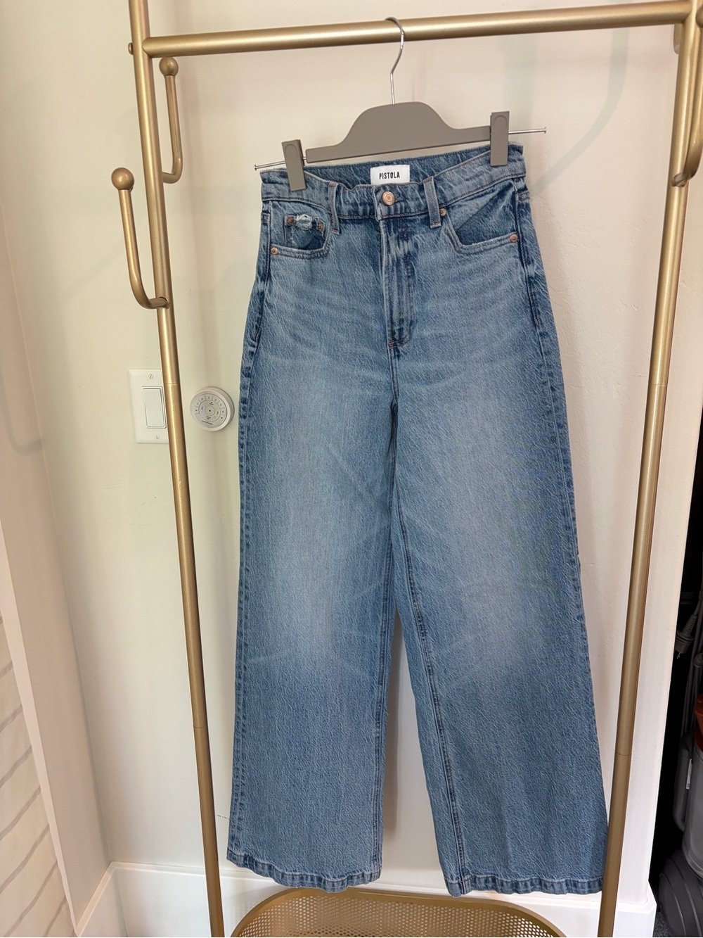 pistola Medium Blue High-Rise Wide Leg Jeans